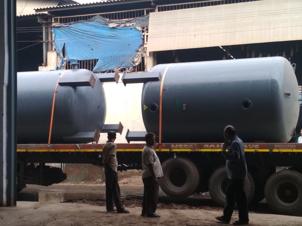 A large fabricated vessel outside the workshop